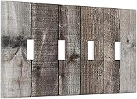 Vista 92 de Placa de pared dúplex de receptáculo de dispositivo de 1 gang de madera envejecida blanca gris con veta de tablón, cubierta de enchufe eléctrico