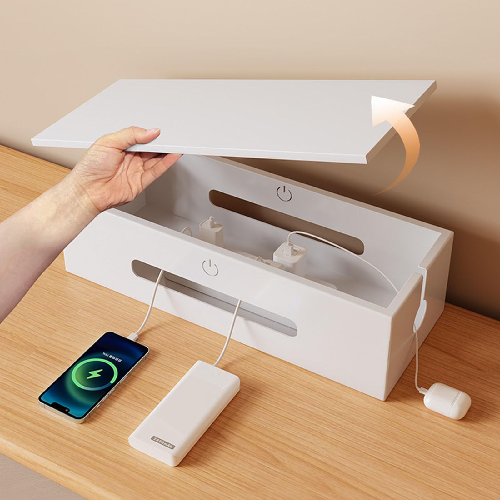 Caja organizadora de cables de 32 cm para organizar entretenimiento en el escritorio y juegos