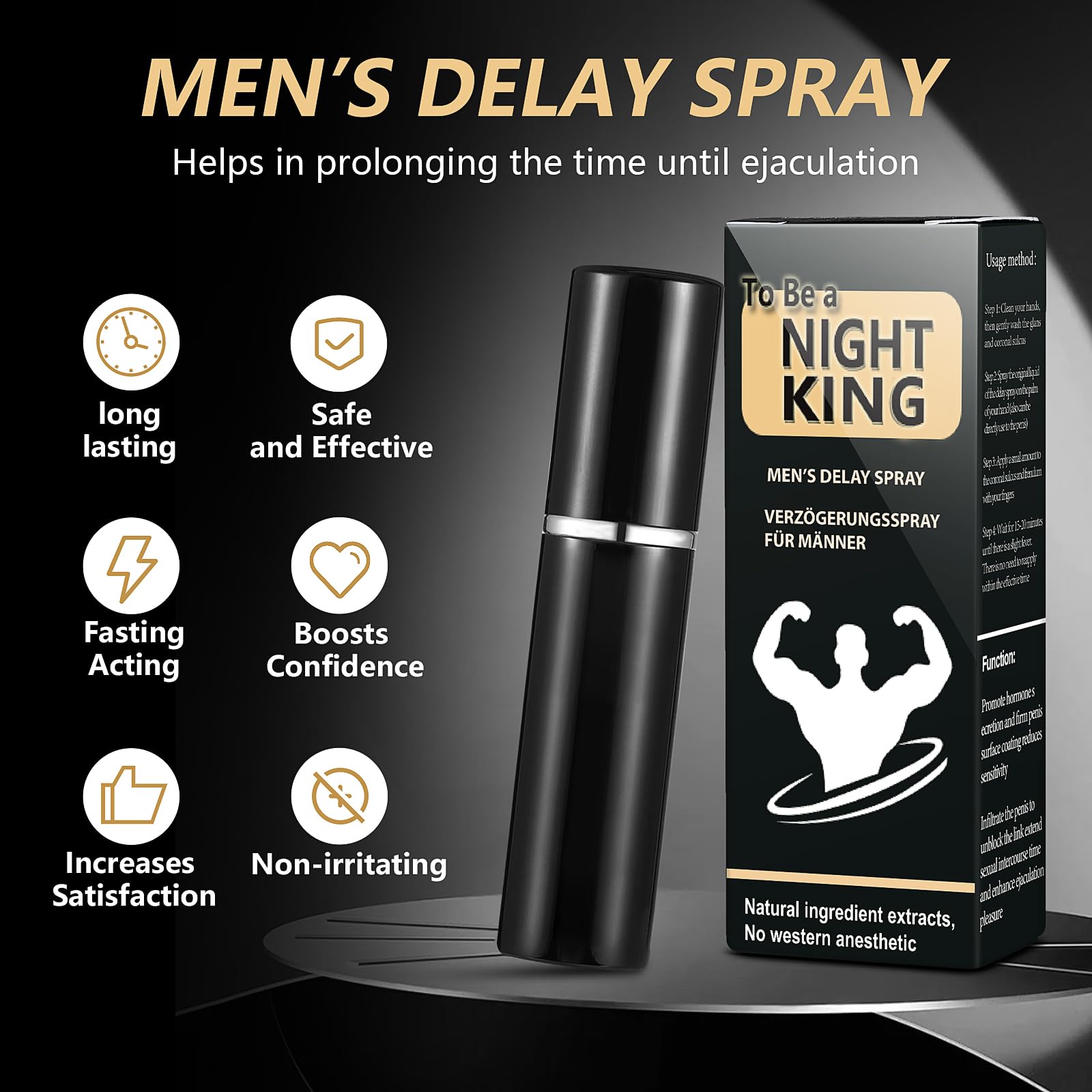 huile de massage retardatrice pour hommes Spray retardateur pour hommes, améliore la sensibilité masculine et prolonge l'endurance au lit - 0,17 fl oz