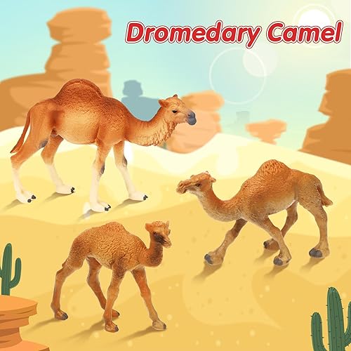 Miniatura 4 de Supervitae 8 piezas de juguetes de camello grandes figuras de plástico de gran tamaño salvaje árabe camello dromedario juguete desierto figuras de