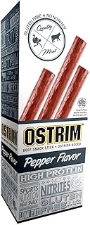 Ostrim High Protein Snack, Beef & Ostrich Pepper Jerky, 10-ct