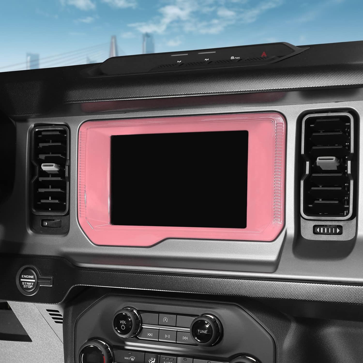 RAZPOY Center Console Navigation Screen Panel Cover Trim Compatible with Ford Bronco 2021-2023, Pink (Only for Small Screen)