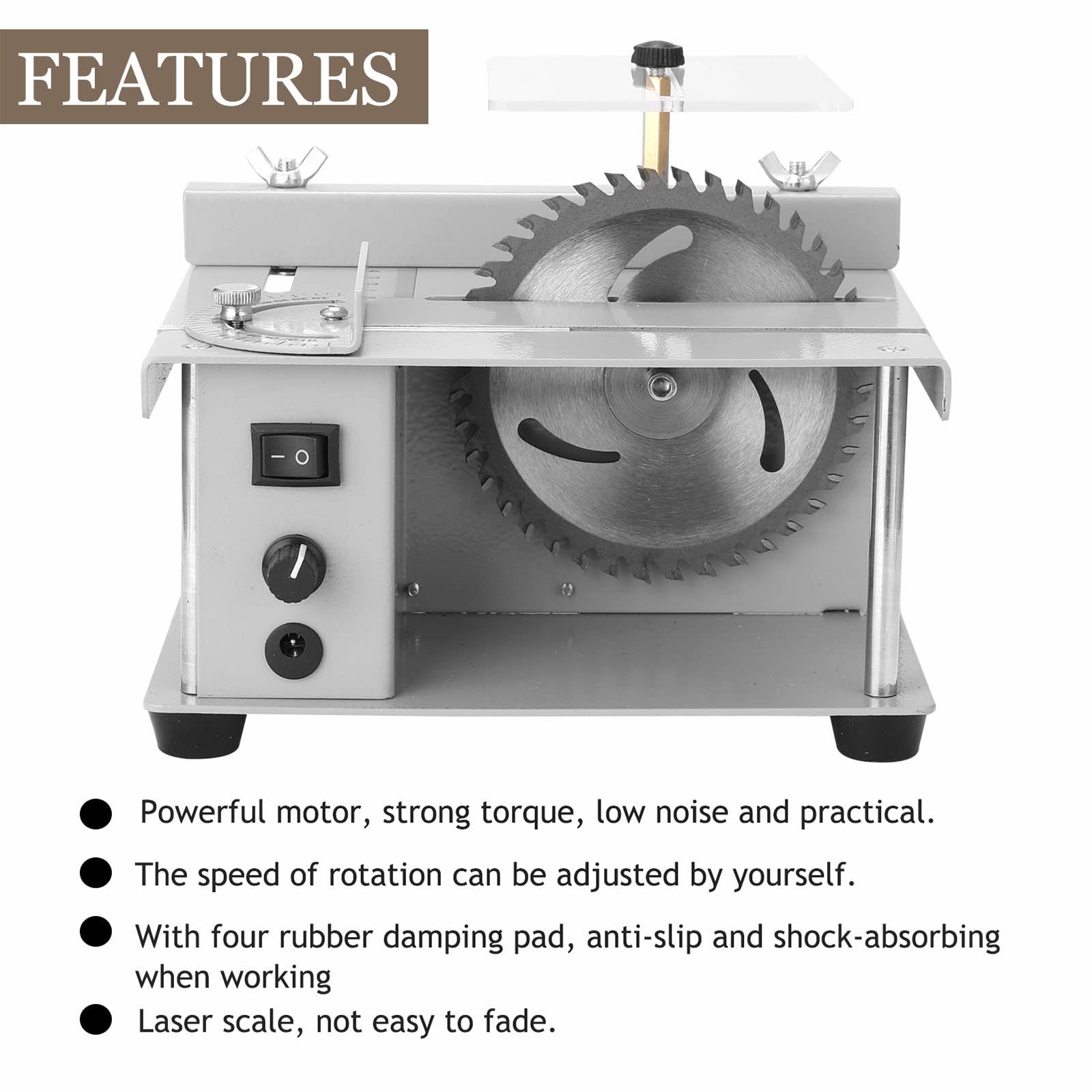 Mini Torno para Madera, Sierra de Mesa de 150 W, 7 Niveles de Velocidad, 1,37 Pulgadas de Profundidad de Corte, carpintería, Manualidades, plástico, Gris