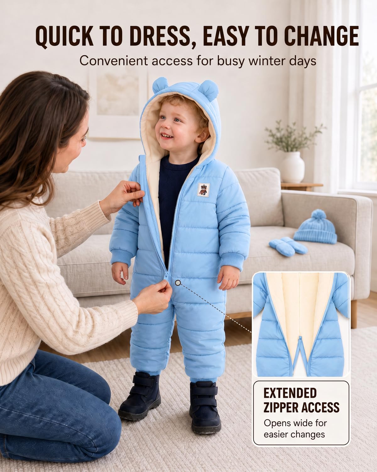 JiAmy Mameluco cálido con capucha para bebé de 0 a 3 años | Ropa para bebés recién nacidos, niños y niñas