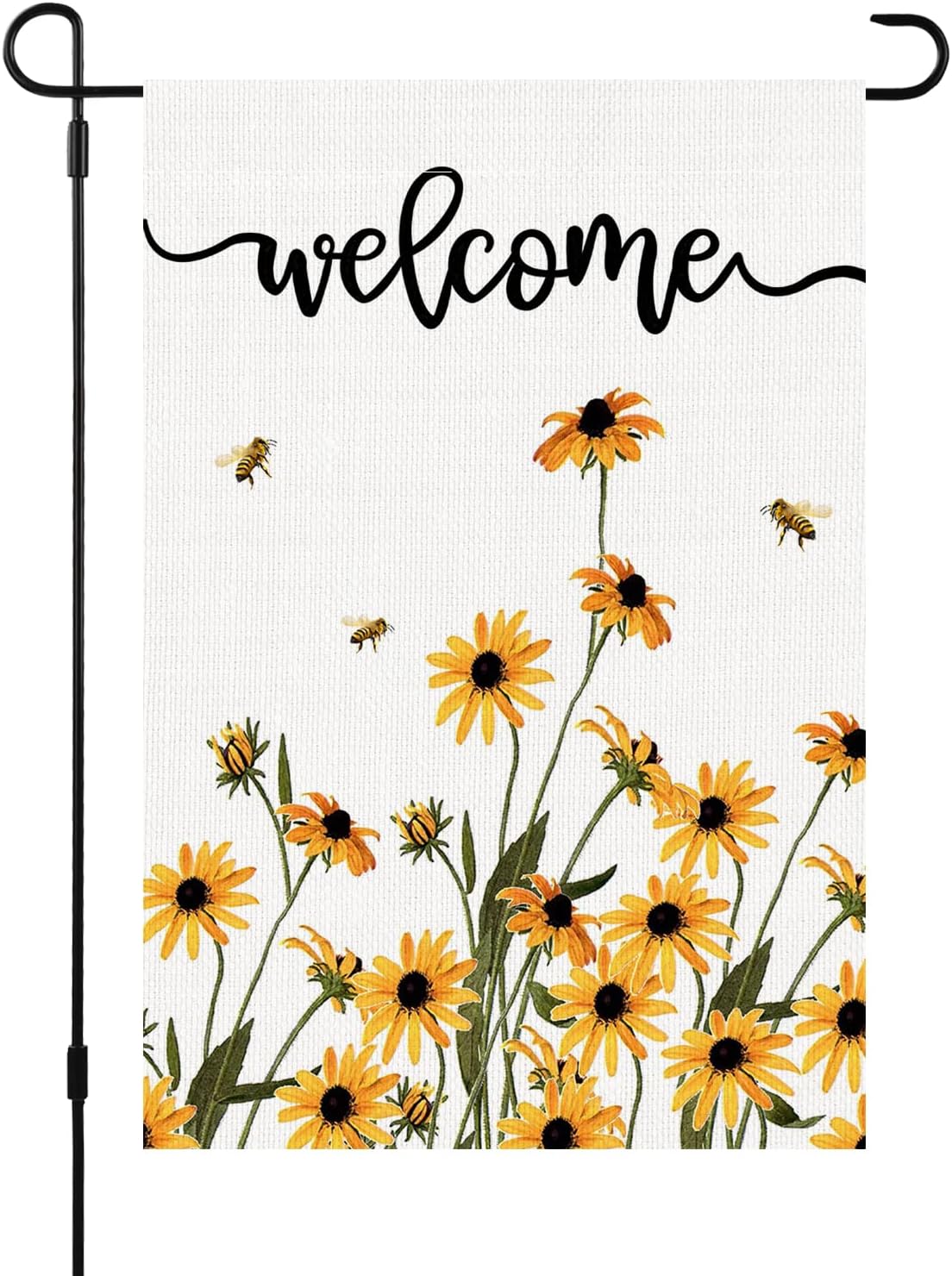 Jarden Tales Summer Spring Flag Daisy Floral Welcome Flags 12 x 18 Inch Vertical Double Sided for Holiday Outside Outdoor Yard Decor