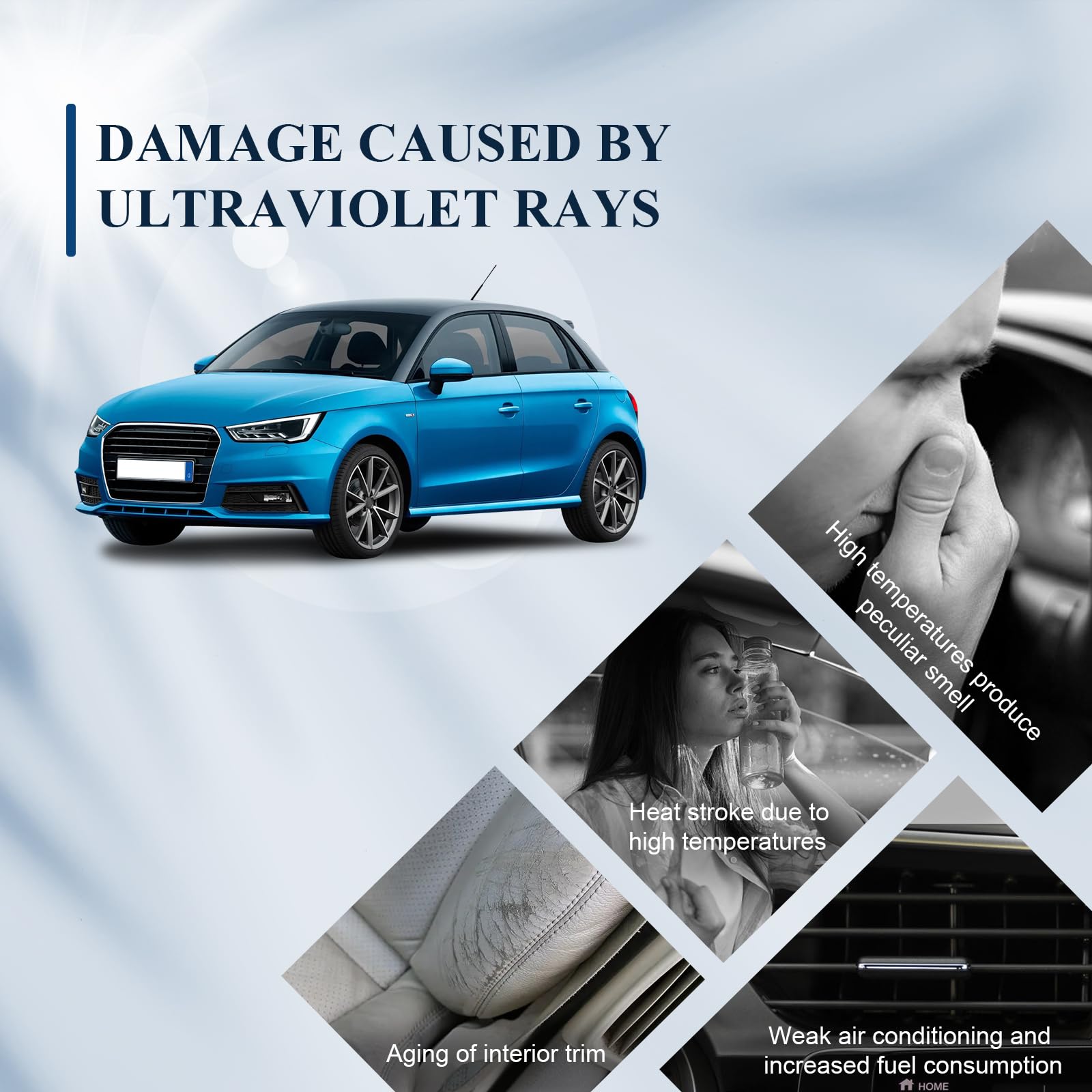 BIBIBO Audi A1 Frontscheibenabdeckung, Auto Abdeckung kompatibel mit Audi A1 8X 2010-2018 / A1 GB 2019-2025, Auto Sonnenschutz für Frontscheibe Faltbar, Sonnenblende gegen UV-Strahlen