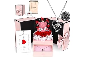 I Love You Necklace in 100 Languages with Enchanted Rose