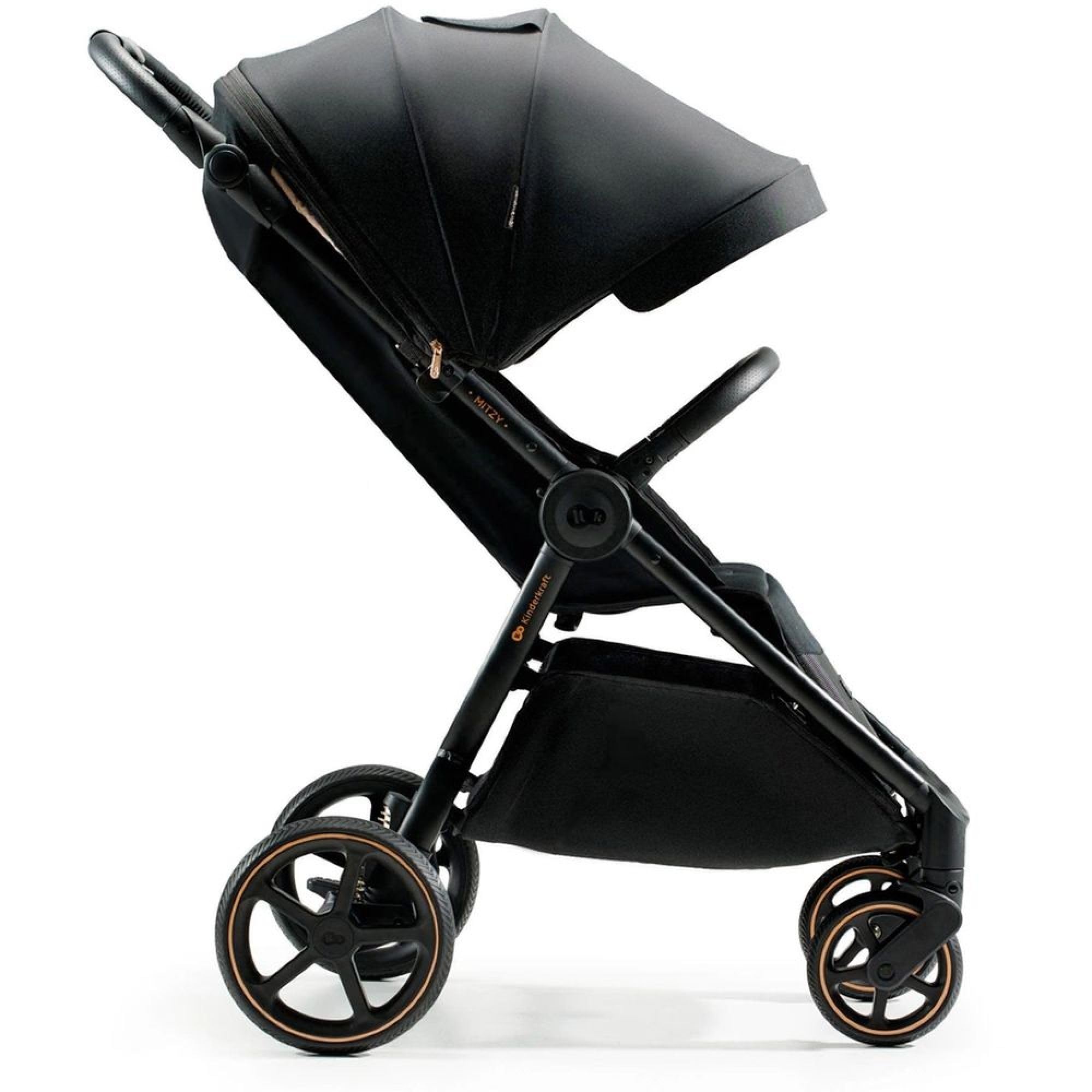 Kinderkraft MITZY Buggy fino a 22 kg, Passeggino Reclinabile, Carrozzina, Leggero, Facilmente Pieghevole, Schienale e Poggiapiedi Regolabili, Posizione Sdraiata, Ideale per I Viaggi, Nero