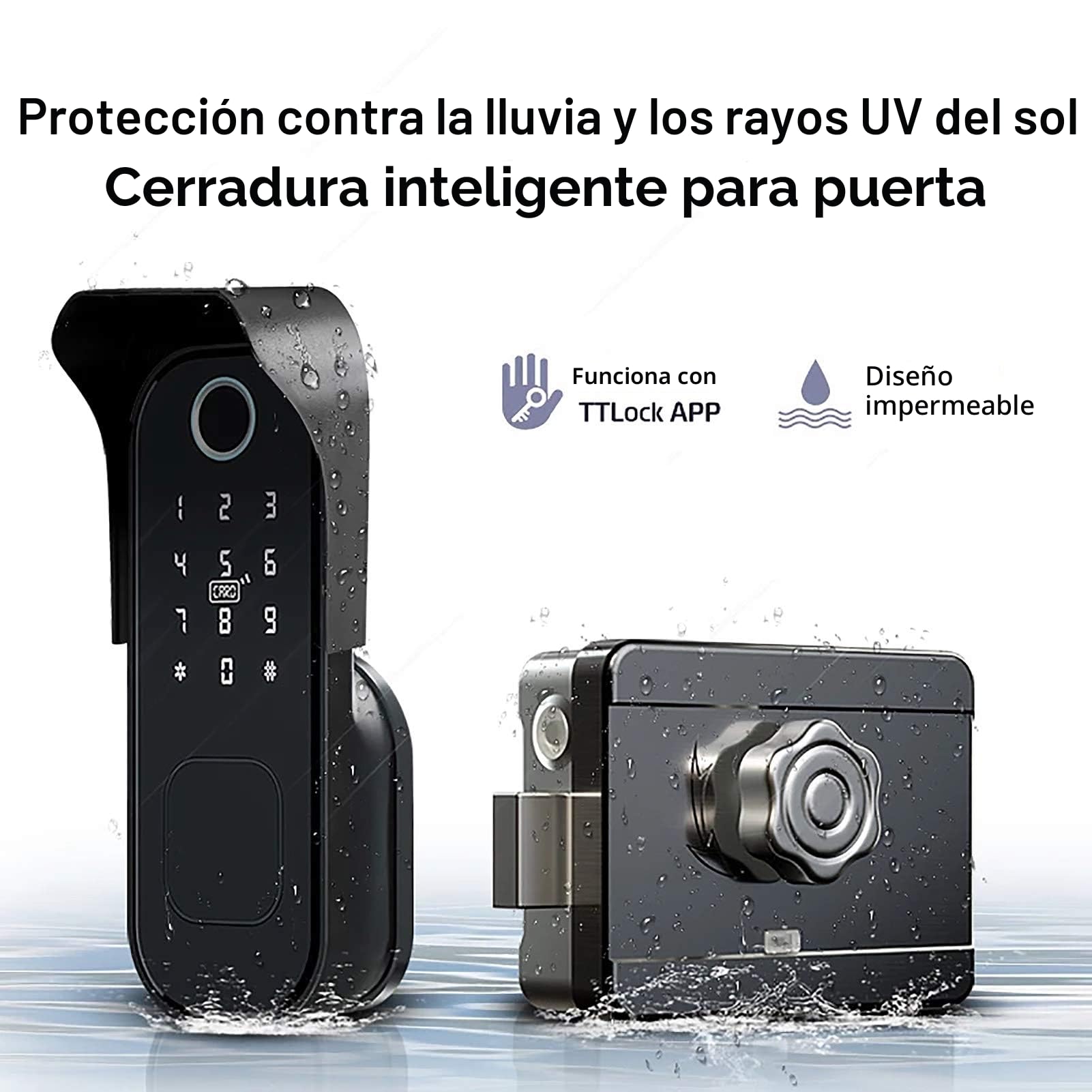 Cerradura Inteligente para Puerta de Jardín | Resistente a la Intemperie, IPX5, Control Total en la Aplicación TTLock