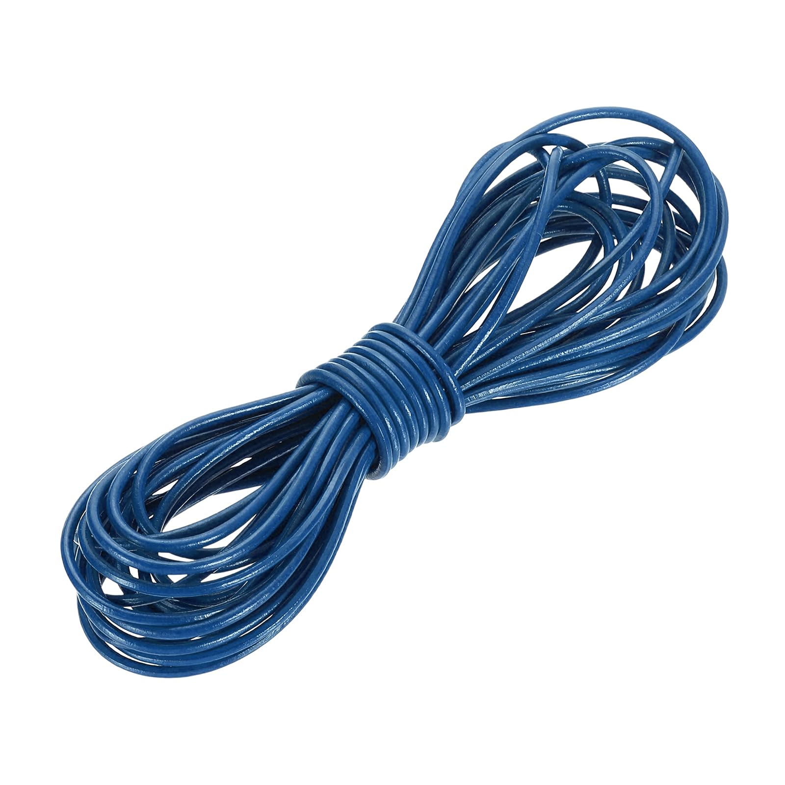 sourcing map Round Leather Cord, 5.5 Yard 2 Mm Leather String Strips Lacing for DIY Crafts Making Bracelet Purse Strap, Blue