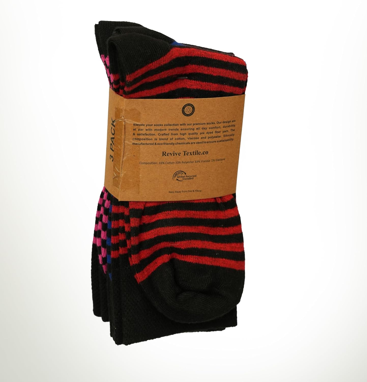 Men’s Crew Socks – Thin Striped Design, Soft Cotton Blend, 3 Pairs Pack – Breathable & Lightweight for All-Day Comfort, US Size 6–12 - Image 6