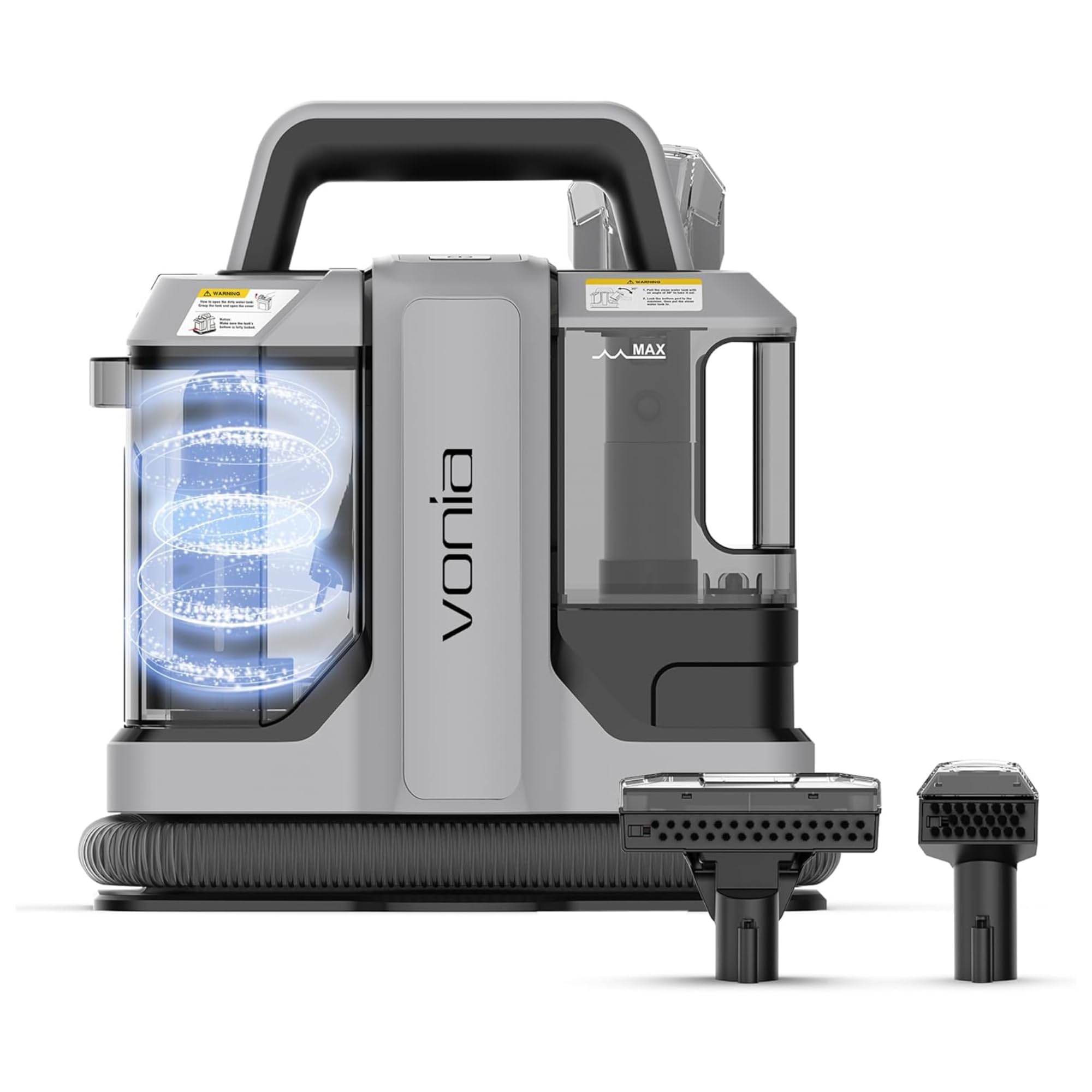 Vonia Teppichreiniger & Polsterreiniger – Leistungsstarker Waschsauger 450W mit 11 kPa Saugkraft, 2 Aufsätze & 1,2 m Schlauch – Grau – ideal für Auto, Sofa, Teppiche & Polstermöbel