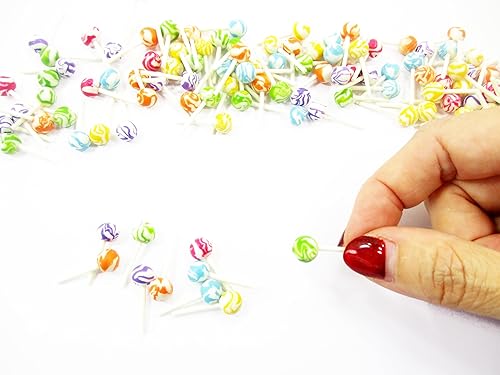 Miniatura 5 de Casa de muñecas en miniatura Lote de 20 colores mezclados Lollipop Dulce Dulce Art Deco Suministro de comida para casa de muñecas - 6324