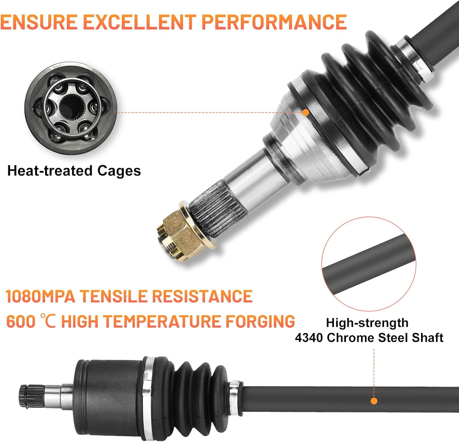 Front Right CV Axle Shaft for Can-Am Defender HD5/ HD8/ HD9/ HD10 DPS MAX XT XT-P（Non CAB）2016 2017 2018 2019 2020 2021 202; Diver Shaft Axle for 705401801, 705401936-1 Pcs