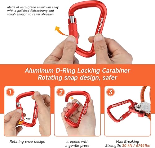 Miniatura 10 de Kit de escalada de árbol de núcleo de acero de 12 x 8 pies, línea de mosca para trepar árboles, equipo de árbol de escalada, arbolista, arnés de