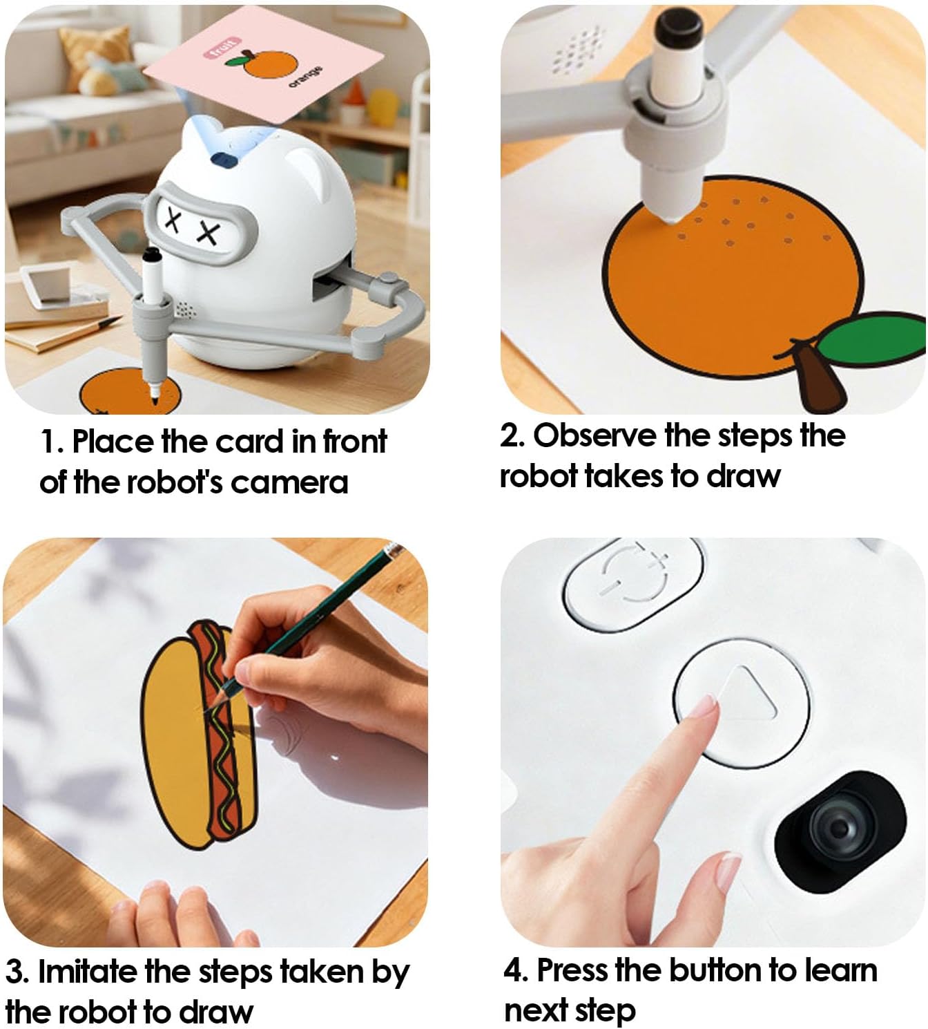 Kids Drawing Robot, Interactive Educational Tool, Electronic Early Development Tool with Built in Scanning Function, Ideal for Children Ages 3-8 for Learning Art Skills
