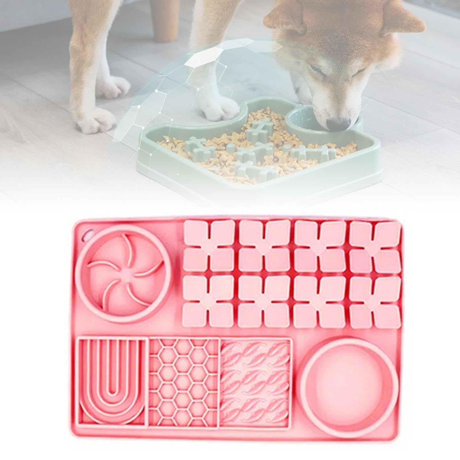 Fütterungs Und Leckmatte, Geruchstraining Futterspender, Schnüffelmatte für Welpen, Wohnungskatzen, Kleine Und Große Hunde, Rosa