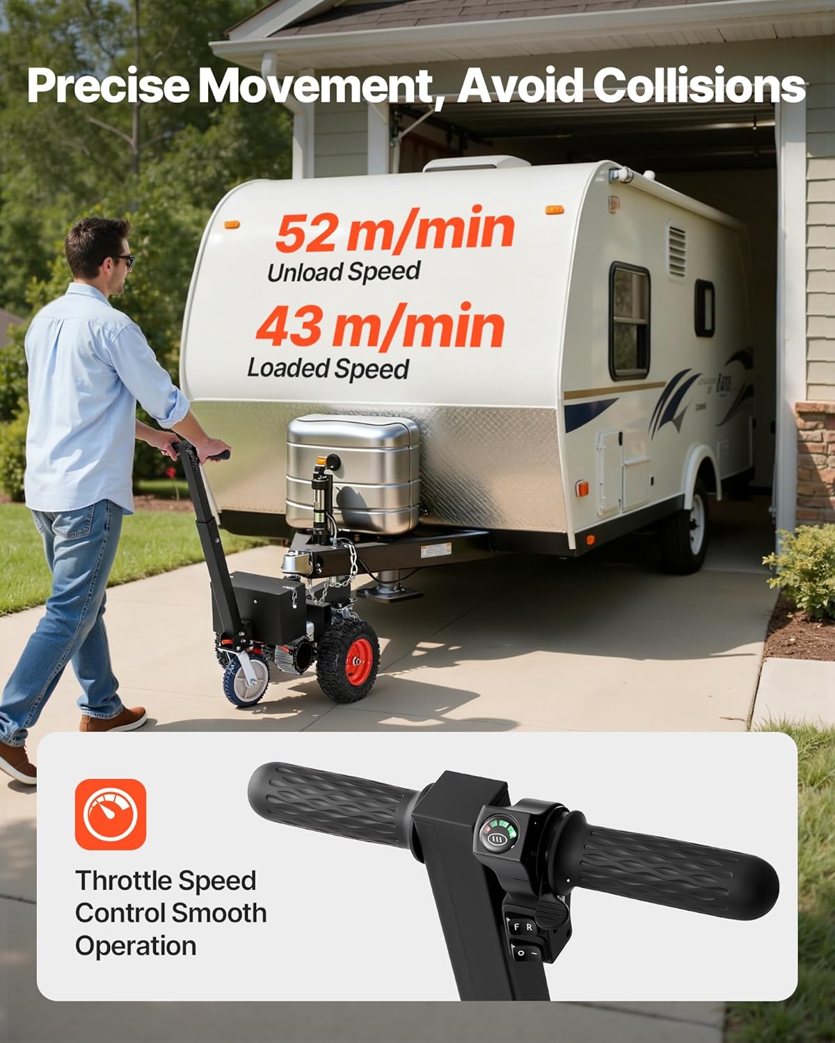 VEVOR Electric Trailer Dolly, 3600 lbs Max Trailer Weight 600 lbs Max Tongue Weight, DC 24V 800W Motorized Trailer Dolly with 2 & 1-7/8 Inch Hitch Balls for RV Campers, Cargo & Utility, Boat Trailers