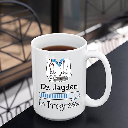 Miniatura 3 de Taza blanca personalizada con nombre del Dr. Loading Future de 11 onzas, 15 onzas, taza de café personalizada para hombres y mujeres, taza de café