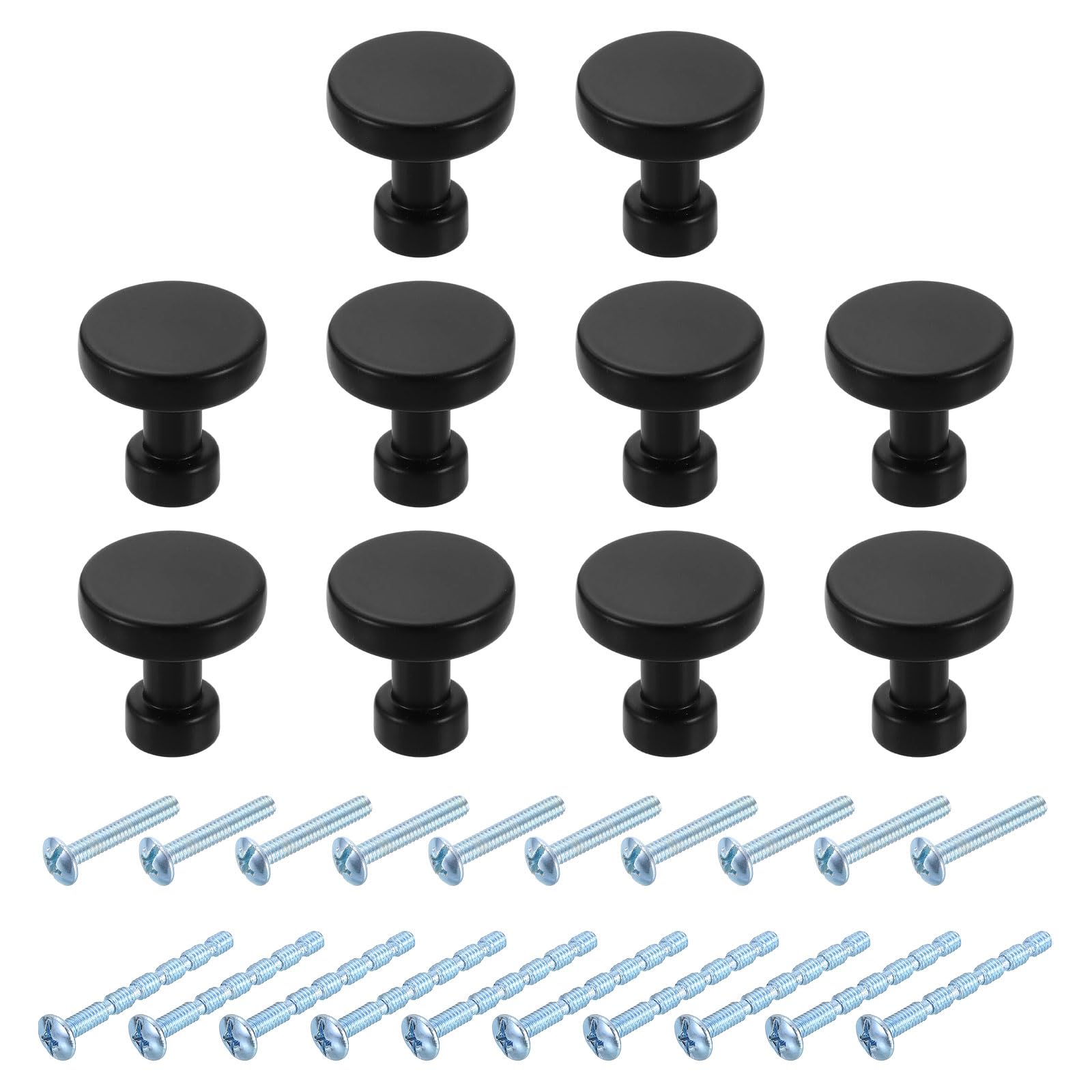 Boutons d'armoire ronds noirs lot de 10 poignées de 3cm pour cuisine