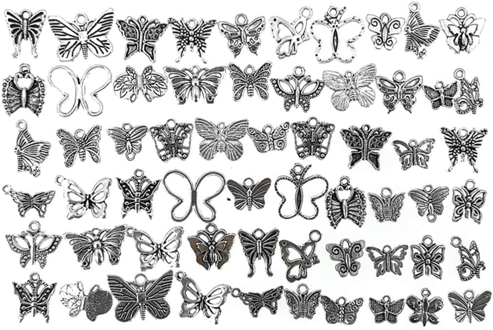 Kinteshun Assorted Butterfly Charm Pendant Connector for DIY Jewelry Making Findings(60pcs,Small Size)
