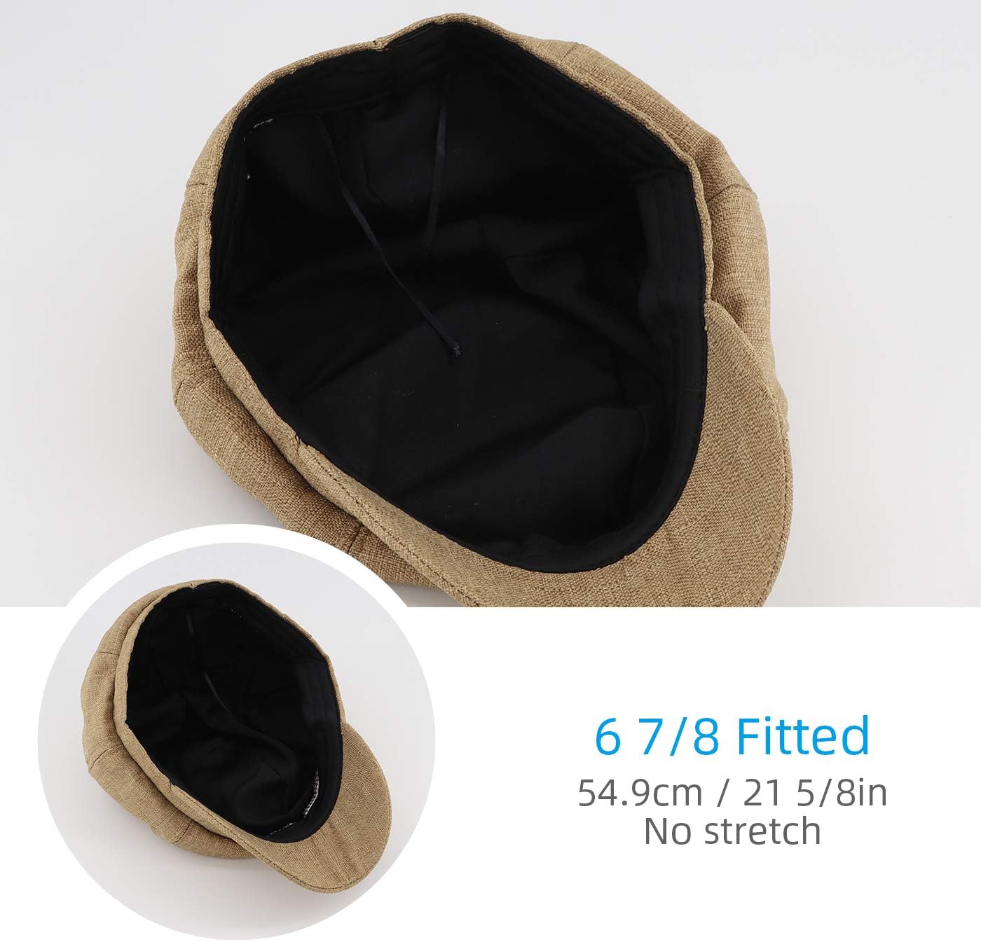 Gisdanchz Women's Faux Linen Newsboy Cap with Drawstring, Lightweight Ventage Casual Baker Boy Hat - Image 4