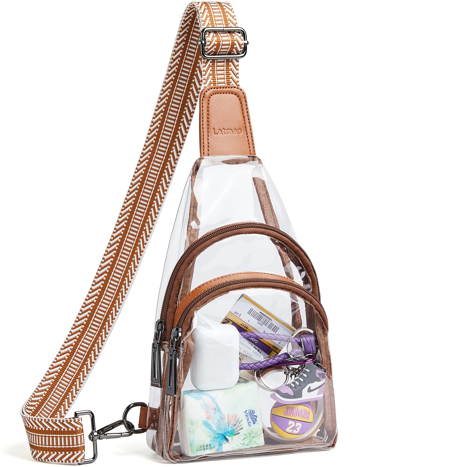 LATMAP Clear bags Stadium Approved Crossbody Fanny Pack Sling Bag Backpack Purses for Women Men for stadium events Unisex