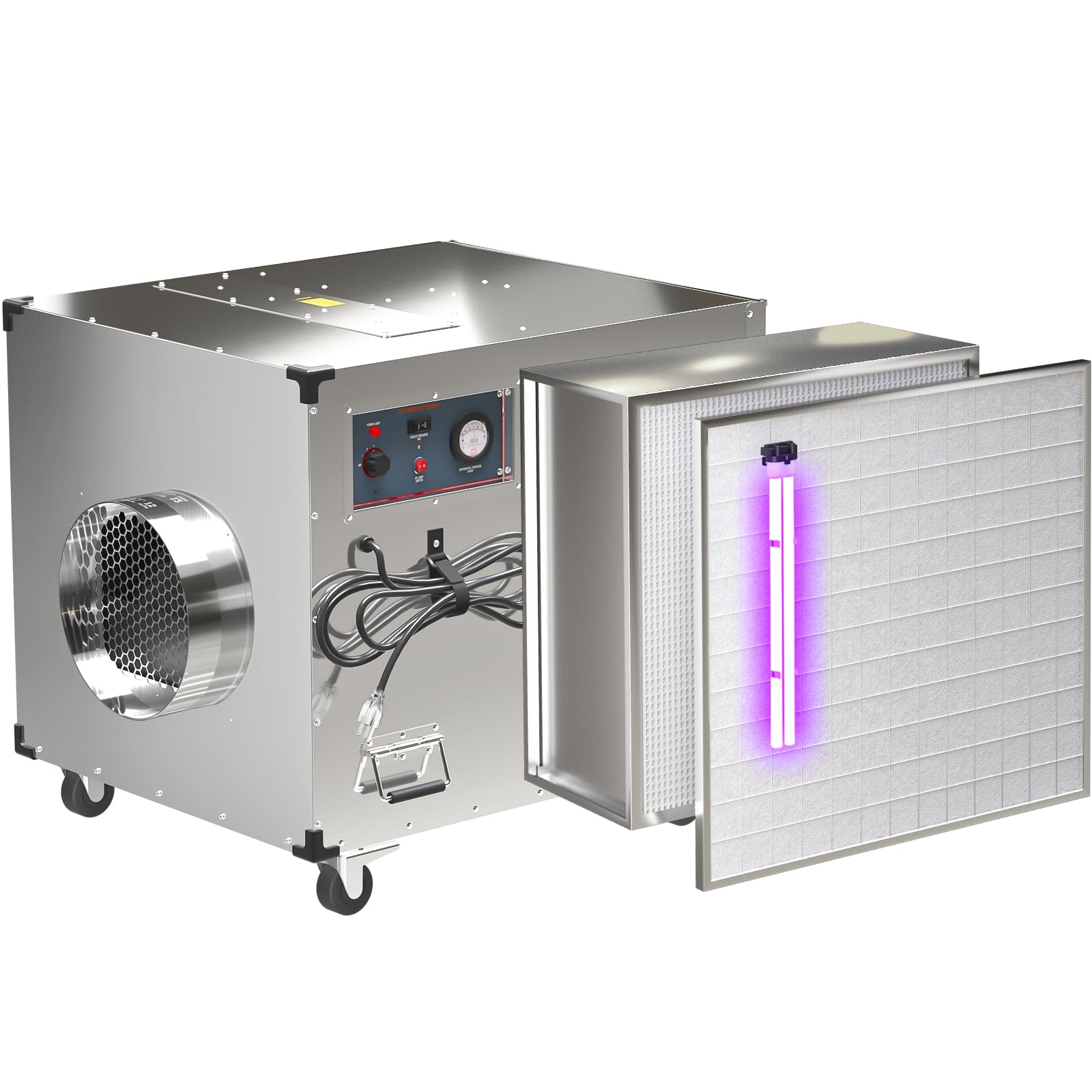 Abestorm 2000 CFM Commercial Air Scrubber with UV-C Light and Fan, 3 Stage Filtration System Negative Air Machine For Water/Fire Damage Restoration & Home Remodeling & Construction Use(HEPA 2000 UVIG)