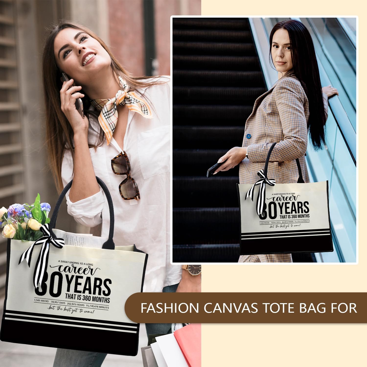 Personalized Initial Canvas Tote Bags, Monogrammed Tote Bag Gifts for Women Teacher Friend for Birthday Wedding - Image 6