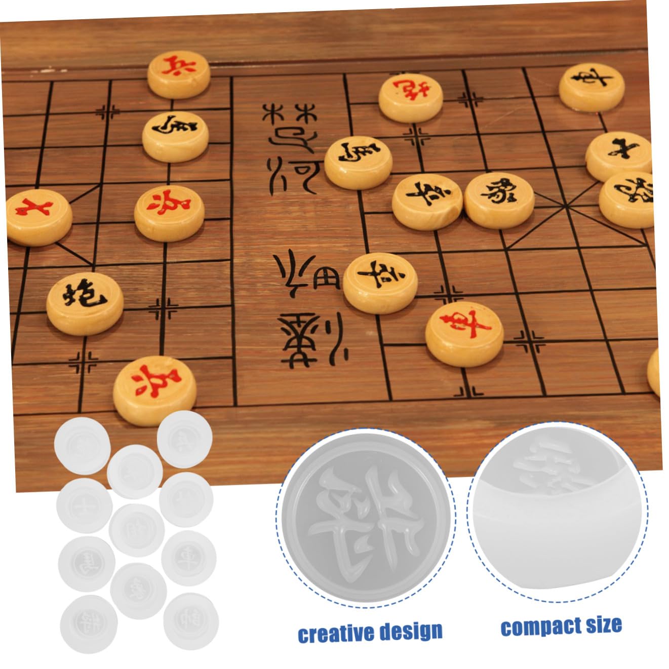 NUOBESTY 44piezas Molde De Silicona para Fondant y Chocolates Diseño De Ajedrez Chino Herramienta para Repostería