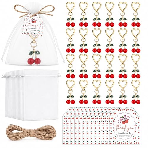 30 Sets Cherry Keychain Party Favors Gifts Fruit Cherry Keyring