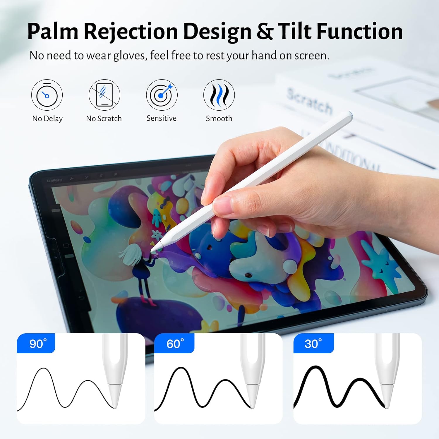 Stylus Pen for iPad with Wireless Charging - Active Apple Pencil Compatible with iPad Pro 11/12.9, iPad 6/7/8/9/10th Gen, iPad Air 3/4/5 Gen, iPad Mini 5/6th Gen for Precise Writing/Drawing