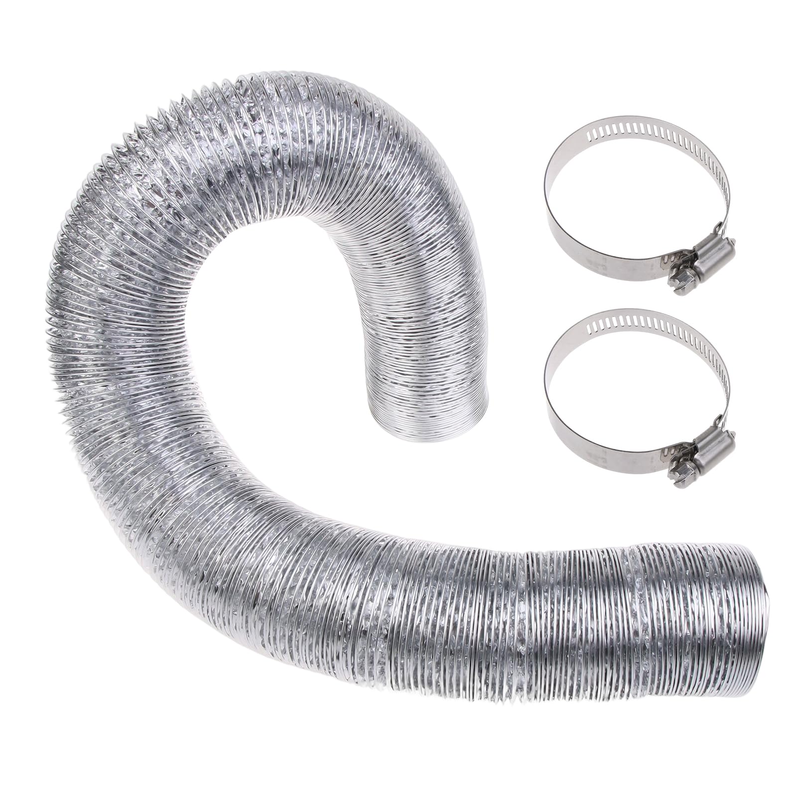 Duty 2 Layer Dryer Vent Hose Aluminum Ducting with 2 Screw Clamps Non-Insulated Flexible Aluminum Ducting Flexible Dryer Vent Hose
