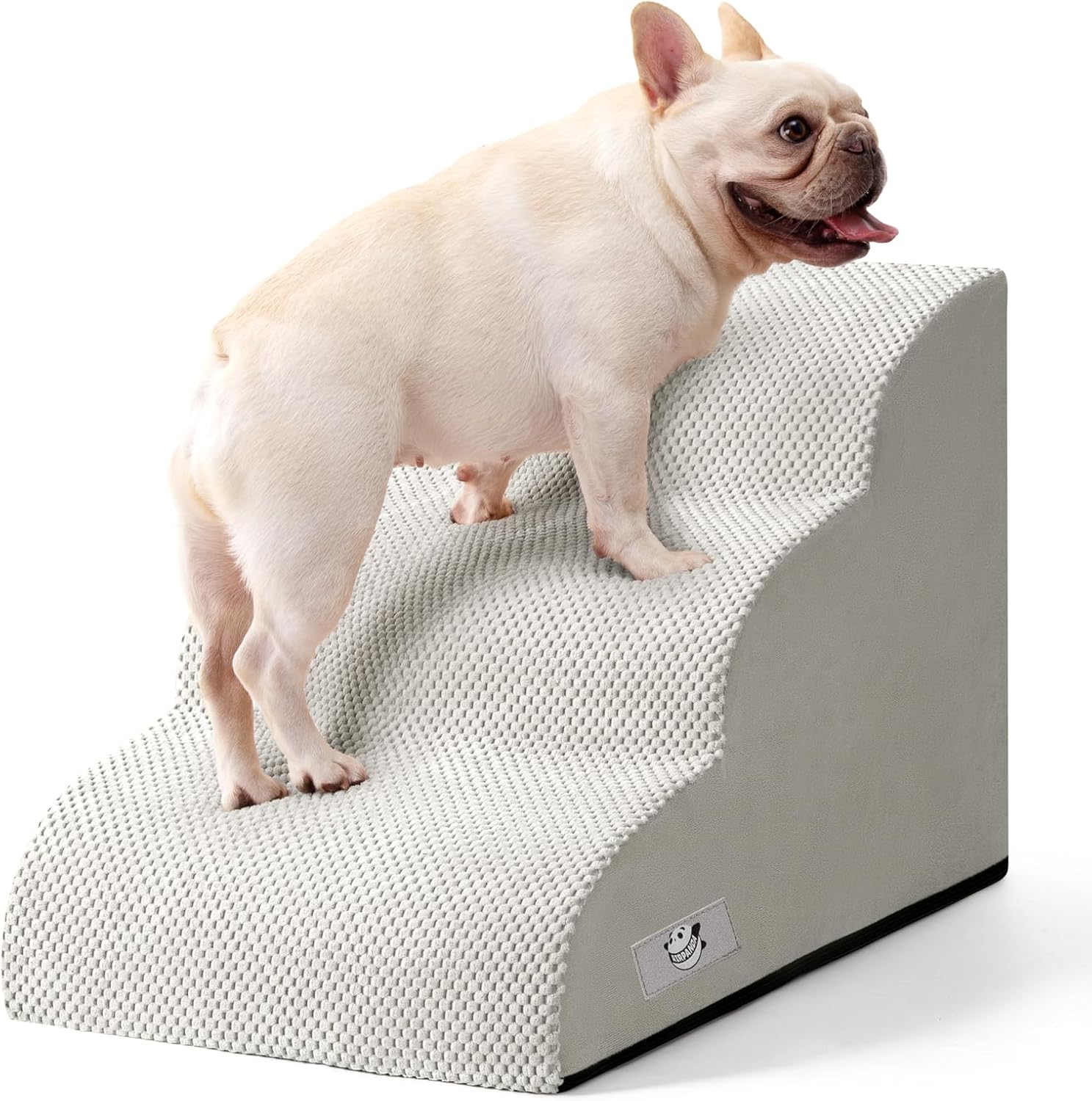Dog Stairs for Small Dogs and Cats – 3 Step Pet Ramp for Couch & Sofa, Non-Slip Dog Steps for Pets, Washable Cover, High-Density Support Foam for Easy Climbing,Light Grey