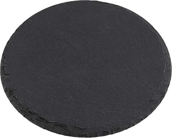 ZOENHOU 8 Pack 8 Inch Round Slate Cheese Board,Natural Black Slate Charcuterie Serving Plates for Meat,Appetizers