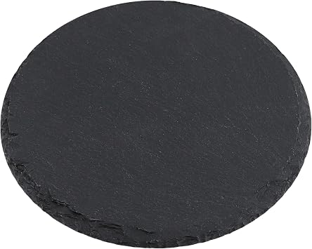 ZOENHOU 8 Pack 8 Inch Round Slate Cheese Board,Natural Black Slate Charcuterie Serving Plates for Meat,Appetizers