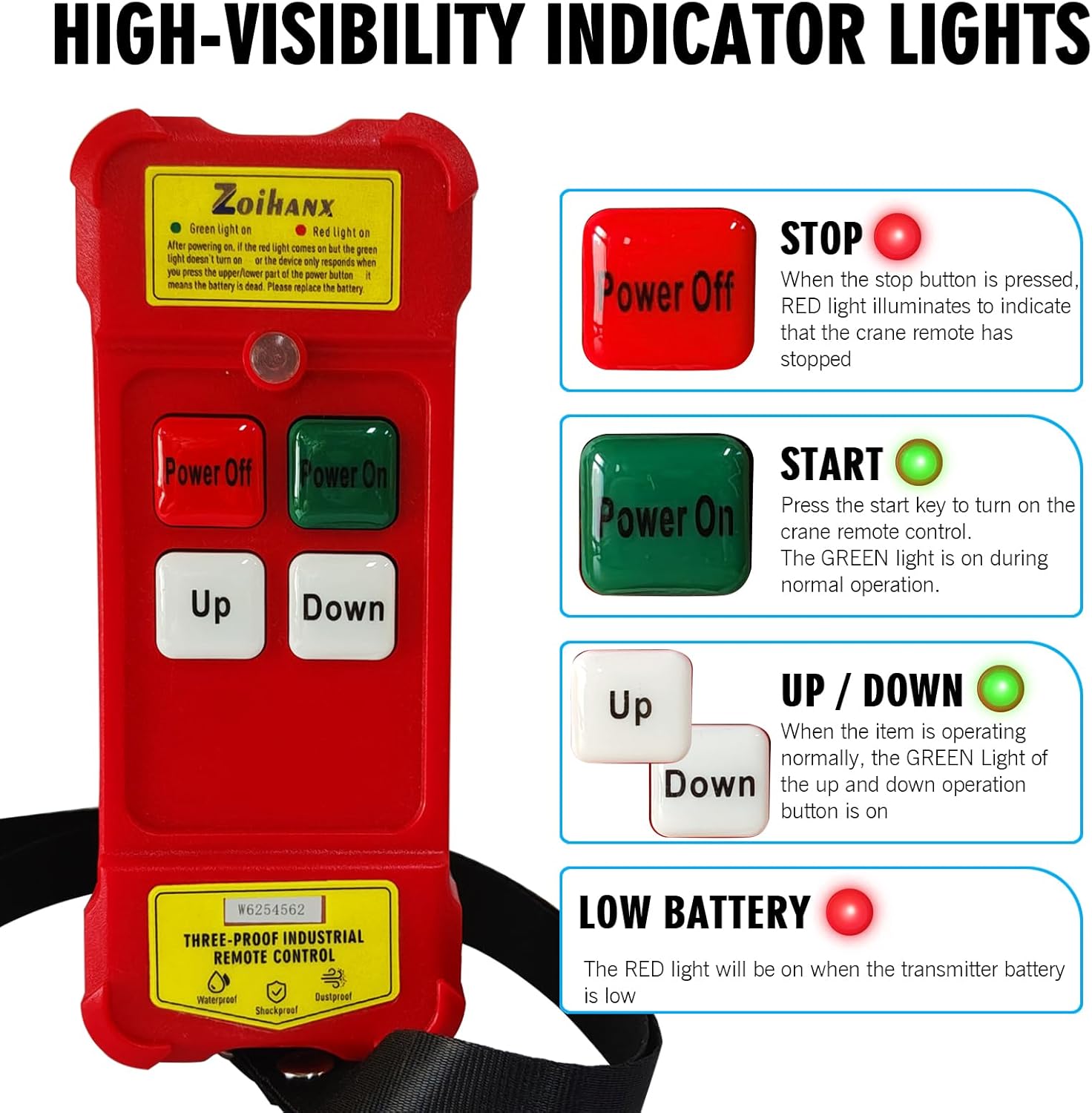 2 in 1 Crane Remote,12-24V Wireless Dump Trailer Remote,Wireless Crane Remote Wire Dump Trailer Remote Industrial Controller Hoist Truck Up-Down Switch Control Station