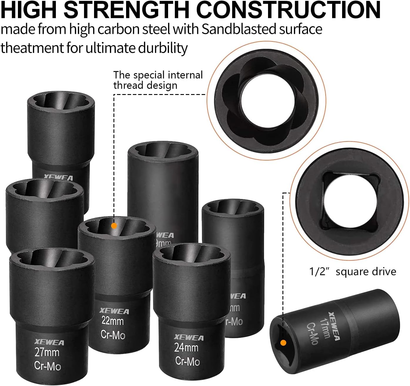 XEWEA 13Pcs Screw Extractor Set & 9PCS Bolt Nut Extractor Set