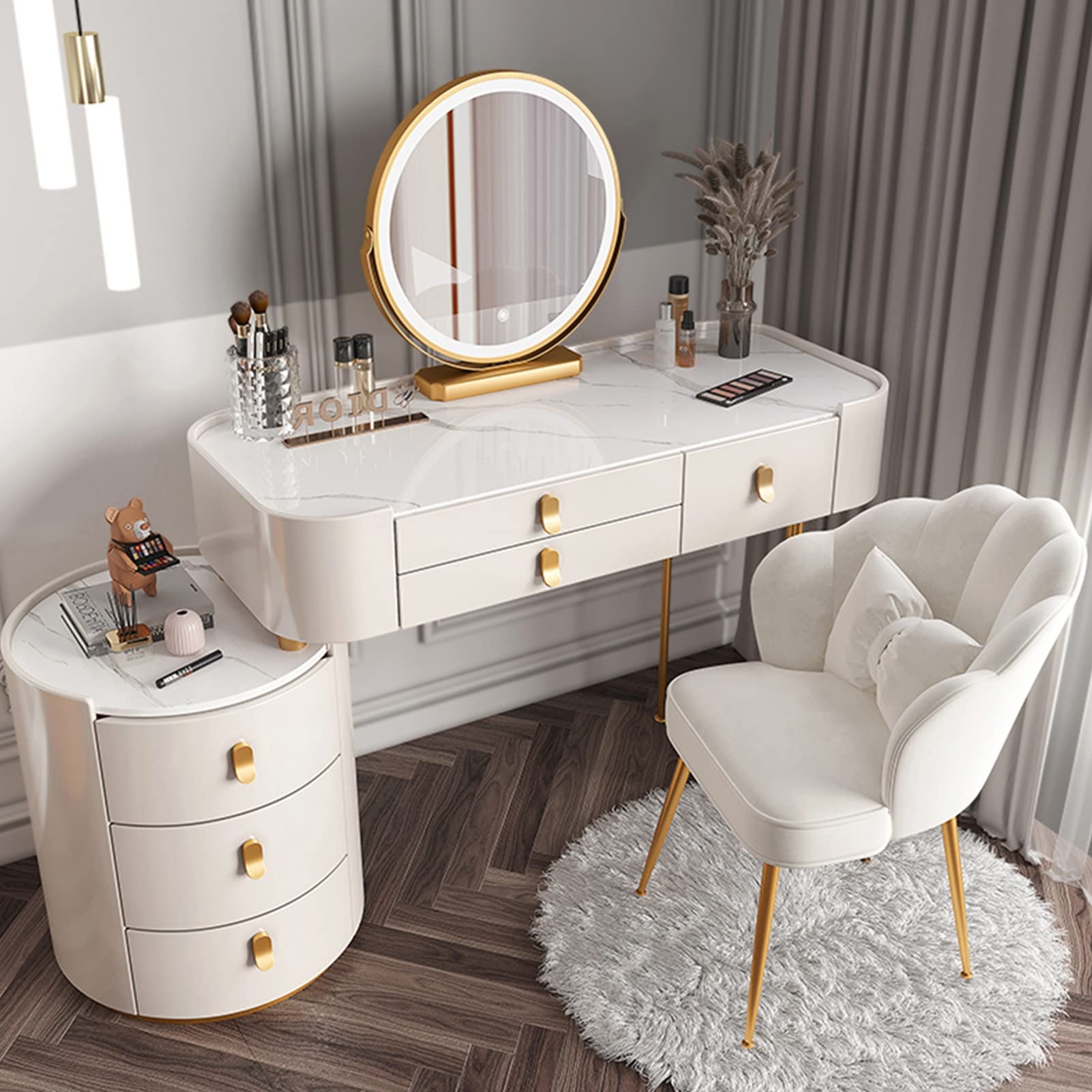 ホワイト LEDミラー付き ドレッサー