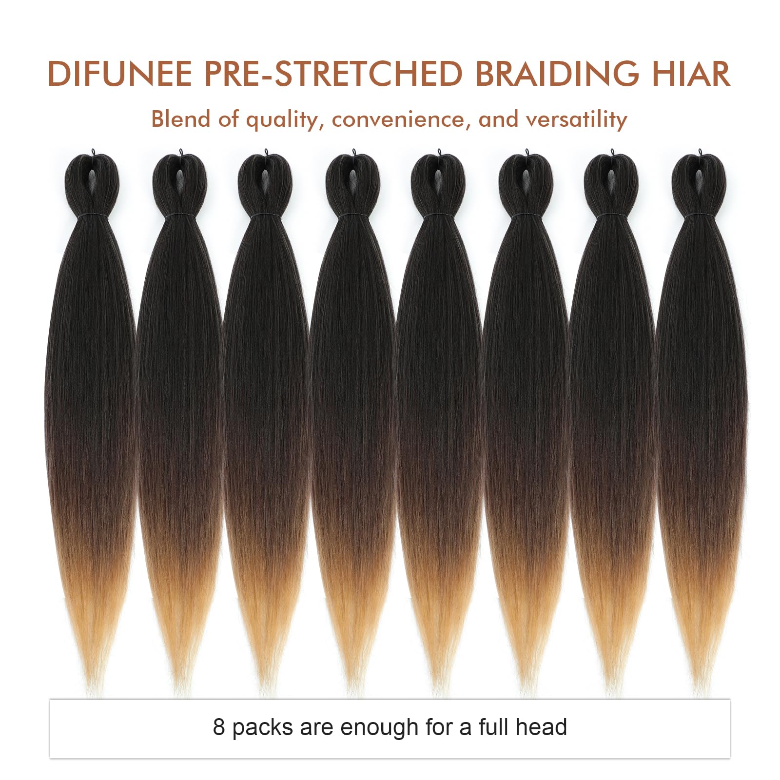Braiding Hair Pre Stretched 24 Inch 8 Packs Ombre Braiding Hair Professional Sof Amazon.com : [8 BUNDLES DEAL] Pre-stretched Braiding Hair 8  main image 2