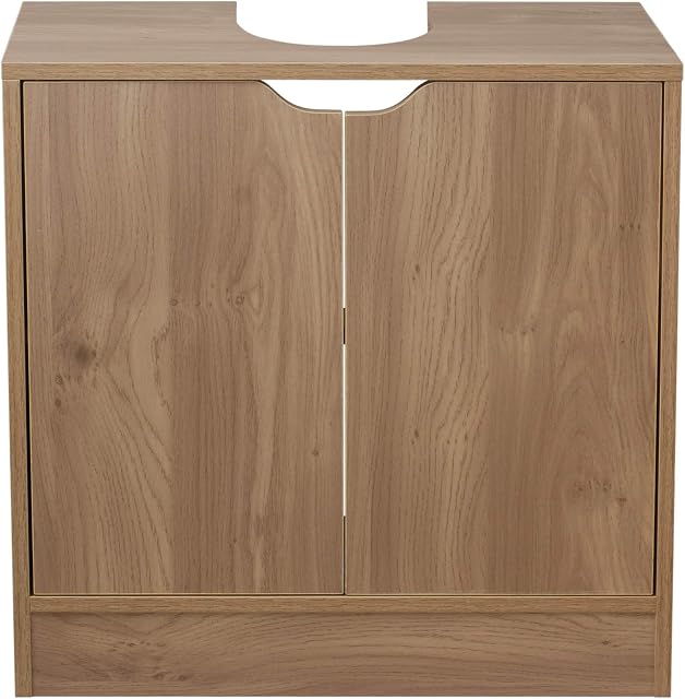 URBNLIVING Full Pedestal Bathroom Sink Cabinet Under Basin Unit Cupboard Storage Furniture (Oak)