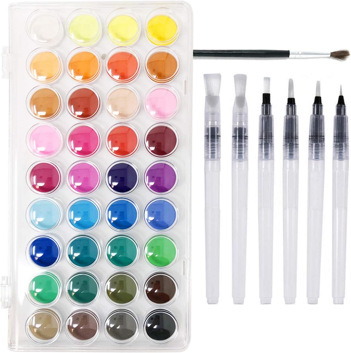 Watercolor Brush Pen Set and, 36 Colors Watercolor Paint Palette, Professional Water Color Brush Pens for Adults