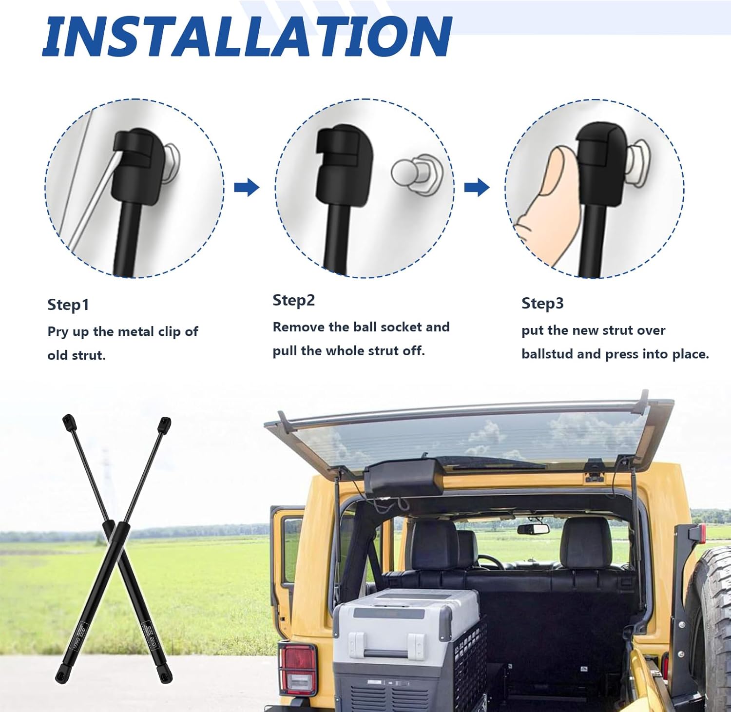 Rear Window Lift Supports Compatible with Jeep Wrangler 2018 2019 2020 2021 2022 2023 2024 Struts Gas Springs Shocks Replacement 68282670AA,PM4315,2 PCS