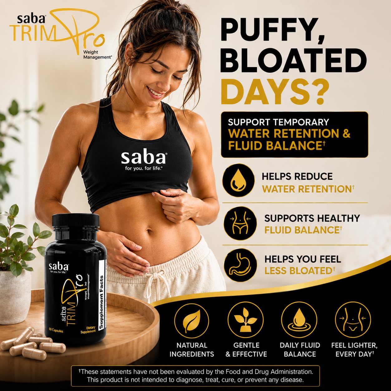 Saba Trim Pro™ Metabolism & Weight Management Support – Thermogenic Formula with CapsiMax®, Phase 2®, Green Tea & Dandelion – Appetite, Energy, Water Retention & Bloating Support – 60 Capsules — Amazon image 6