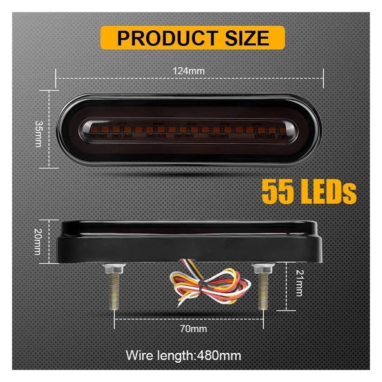 Piloto Trasero Luz LED Freno Trasero 3 En 1 12V Y 24V Luz LED Remolque Luces Traseras Coche Lámpara Señal Giro Camión Lámpara Flash Parada Trasera ATV Resistente Al Agua Piloto Posterior ( Size : F )