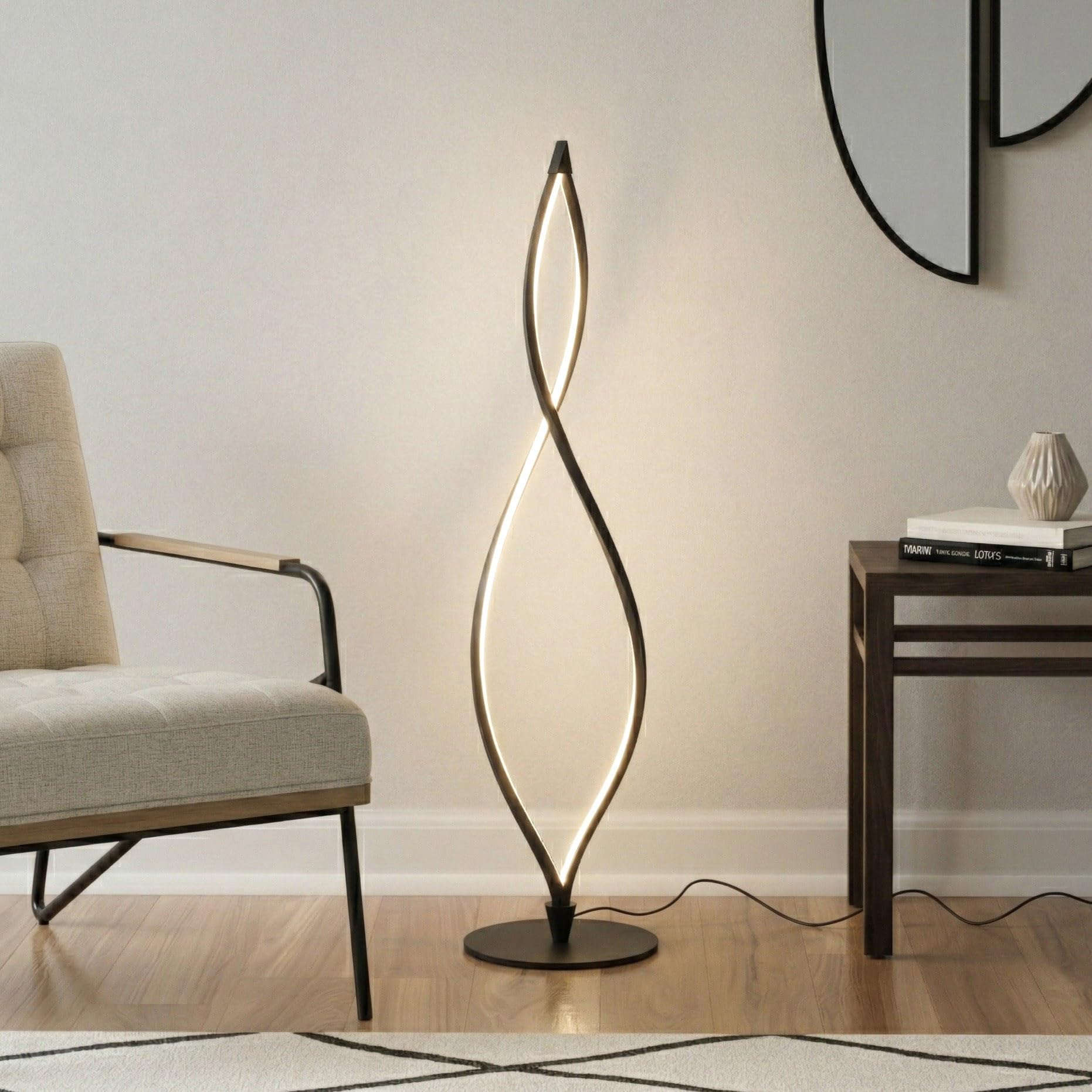 Brightech Twist Floor Lamp, Bright Tall Lamp for Offices, Modern