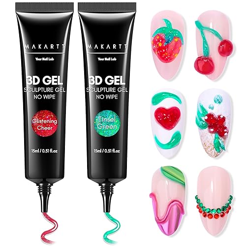 Miniatura 9 de Makartt Gel de uñas 3D de 0.53 oz para esculpir uñas de gel para el día de San Valentín, diseños de arte de uñas, bricolaje, antojo de uñas, gel 3D,