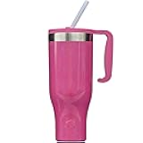 40 oz Tumbler with Handle and Straw | 100% Leakproof Insulated Tumbler with Lid and Straw | Made of Stainless Steel With Ceramic Lining (No Metallic Aftertaste) | Bubblegum Pearl