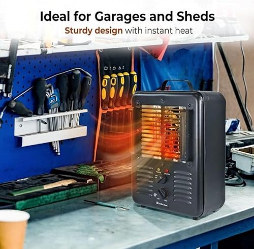 Miniatura 2 de Comfort Zone Calentador eléctrico portátil con termostato ajustable, protección contra sobrecalentamiento e interruptor de vuelco, 1500 W, CZ799BK