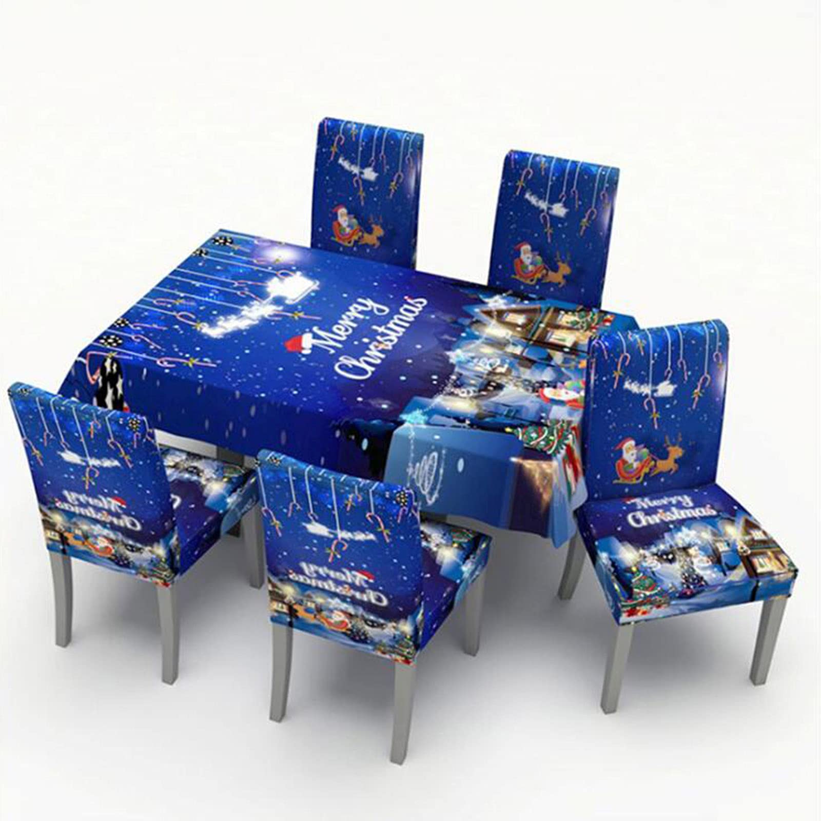 ERNZI Fundas elásticas para sillas de Comedor de Navidad de 5 Piezas, Fundas para manteles de Navidad, Protector elástico de Silla de Navidad,para Banquete de Bodas de Comedor,140 * 180cm